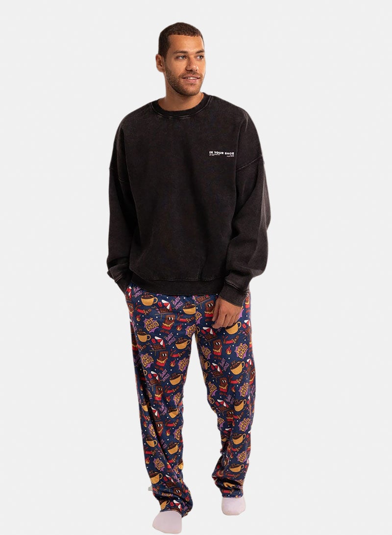 In Your Shoe Navy Hot Choco Fluffy Pyjama Pants - Image 5