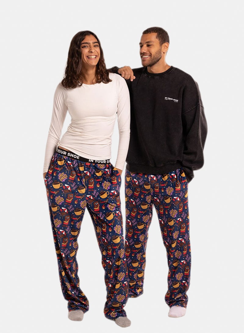 In Your Shoe Navy Hot Choco Fluffy Pyjama Pants - Image 2