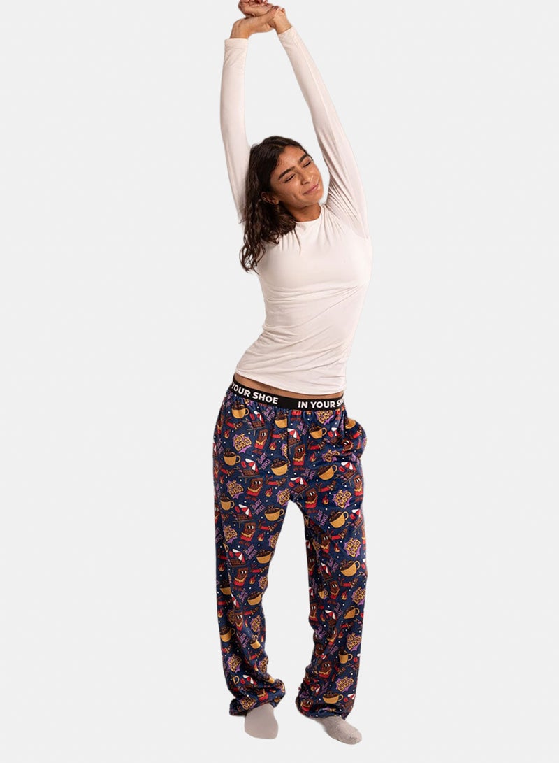 In Your Shoe Navy Hot Choco Fluffy Pyjama Pants - Image 3