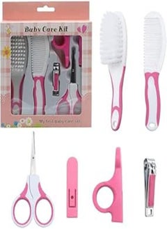 Generic 6 Pcs Newborn Baby Nail Care Hair Care Healthcare Set Daily Care Nail Clipper Scissors Hair Brush Comb Health Care Set for Newborns Infants Toddlers (Pink) 