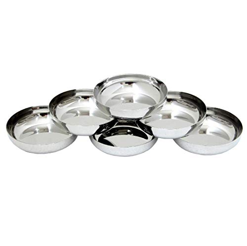 Dharam Paul Traders Heavy Weight Non Crack-able Stainless Steel Halwa/Dessert Plate Set of 6 - Image 4