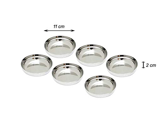 Dharam Paul Traders Heavy Weight Non Crack-able Stainless Steel Halwa/Dessert Plate Set of 6 - Image 5