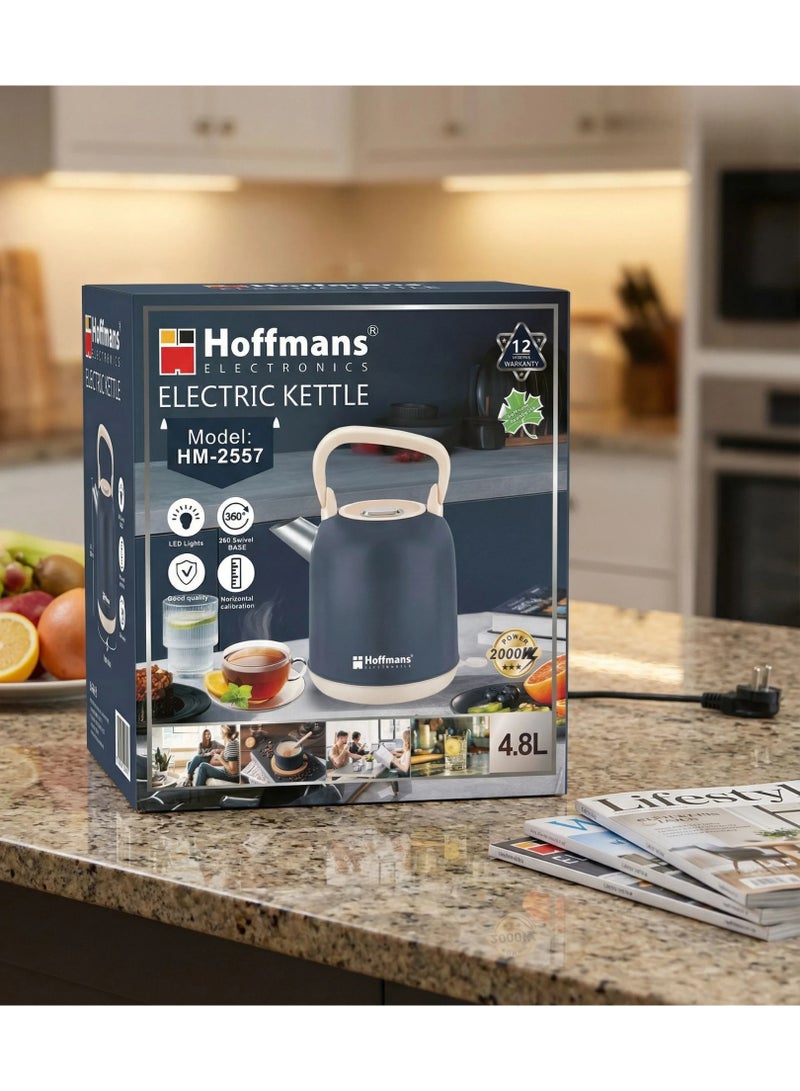 Hoffmans Electronics Electric Kettle 4.8L – Stainless Steel, Fast Boil, Durable Large-Capacity Kettle – Model HM2557 - Image 3