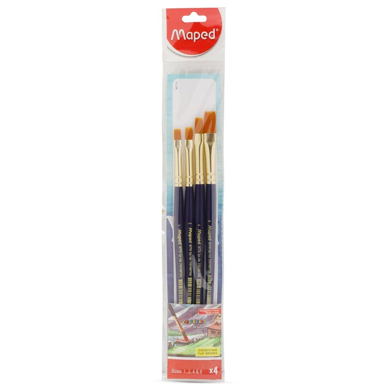 Maped Painting Kit -12 Shades Poster Colours +4 Wooden Handle Brushes-Flat|Soft & Smooth Textured Poster Colours|Vibrant & Rich Shades makespainting Realistic|Soft Movement Bristles|Safe&Non-Toxic - Image 5