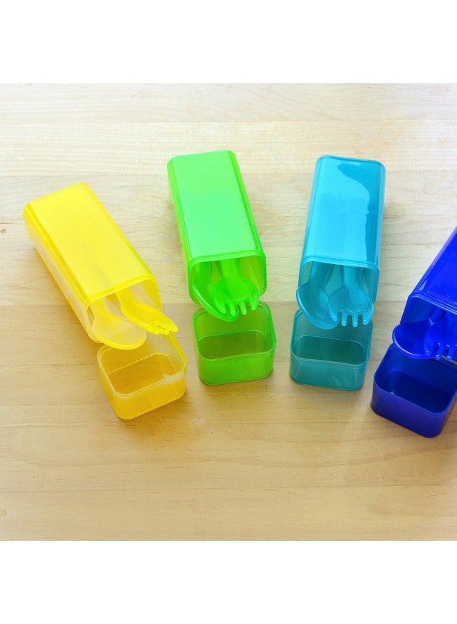 Youngever 6 Pack Plastic Toddler Utensils with Case, Plastic Kids Forks Kids Spoons, Large Size, Top Dishwasher Safe, Set of 6 in 6 Rainbow Colors - Image 3