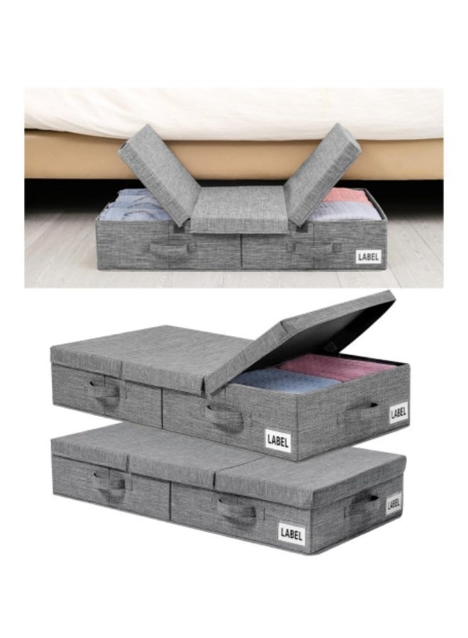 MIXDE Under Bed Storage with Lids 2Pcs Large Underbed Storage Containers with Handles and Labels Foldable Stackable Drawer Organizer Bins Box for Clothes Shoes Blankets - Image 1