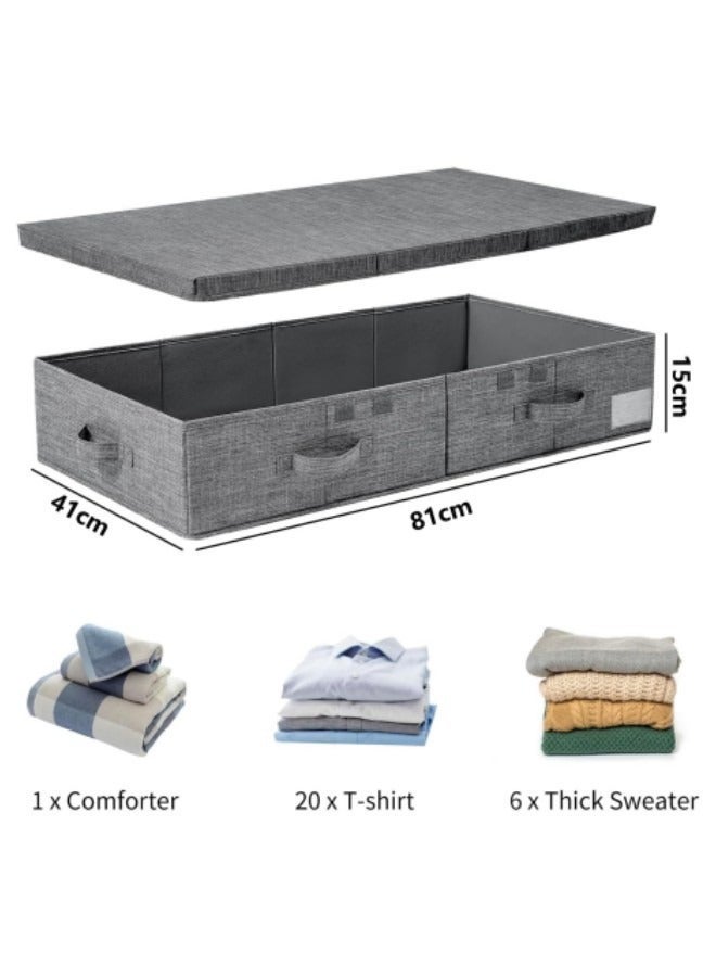 MIXDE Under Bed Storage with Lids 2Pcs Large Underbed Storage Containers with Handles and Labels Foldable Stackable Drawer Organizer Bins Box for Clothes Shoes Blankets - Image 2