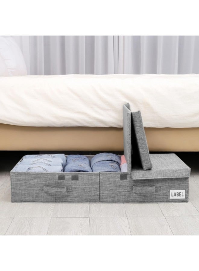 MIXDE Under Bed Storage with Lids 2Pcs Large Underbed Storage Containers with Handles and Labels Foldable Stackable Drawer Organizer Bins Box for Clothes Shoes Blankets - Image 4