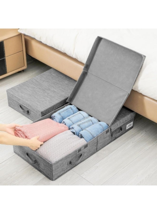 MIXDE Under Bed Storage with Lids 2Pcs Large Underbed Storage Containers with Handles and Labels Foldable Stackable Drawer Organizer Bins Box for Clothes Shoes Blankets - Image 5
