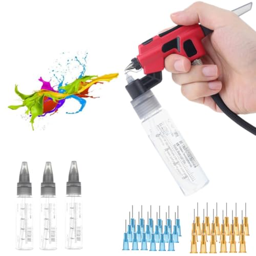 JHSHlye No-Clean Airbrush Kit with Disposable Nozzle (50pcs x 0.3mm & 50pcs x 0.5mm), Wash-Free Airbrush Set with Marker Rack Easy to Spray Model Painting for Modeler Hobby DIY Tool Sets - Image 1