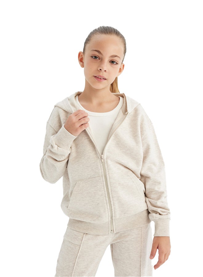 DeFacto Girl Regular Fit Hooded Long Sleeve Knitted Cardigan - Image 3