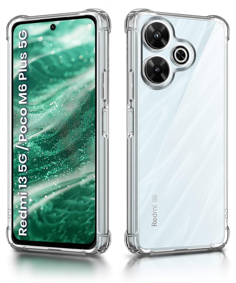 WOW IMAGINE Clear Back Cover Case for Mi Redmi 13 5G | Poco M6 Plus 5G | Shockproof Soft TPU Case | Cushioned Edges for Ultimate Protection Back Cover Case - Transparent - Image 2