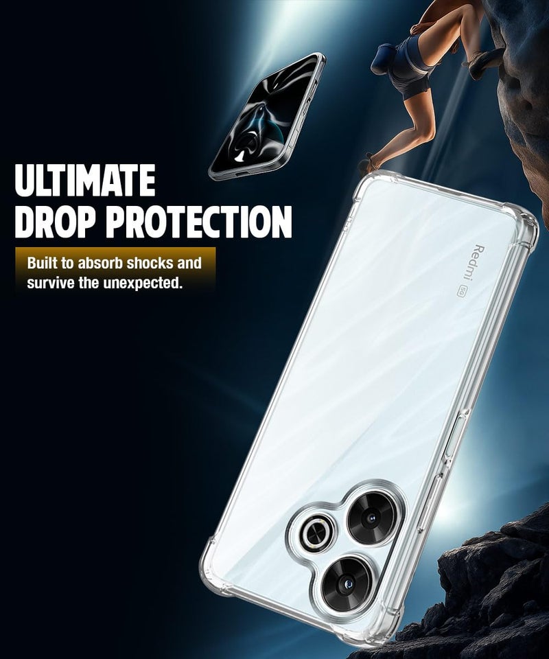 WOW IMAGINE Clear Back Cover Case for Mi Redmi 13 5G | Poco M6 Plus 5G | Shockproof Soft TPU Case | Cushioned Edges for Ultimate Protection Back Cover Case - Transparent - Image 3