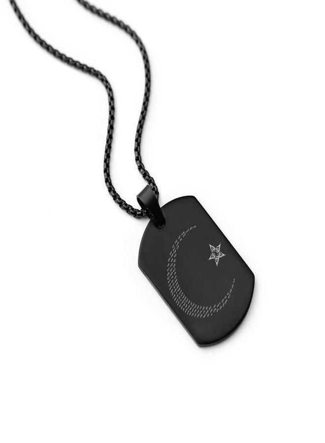 Mesmerize Islamic Black Necklace for Men | 99 Names of Allah, Ayatul Kursi, Moon and Star - Image 1