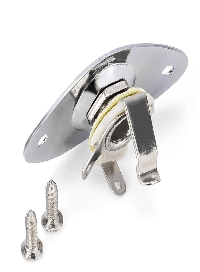 Swhmc Chrome 1/4inches (6.35mm) Guitar Bass Oval Jack Plate Socket Pickup Output Input Indented - Image 1