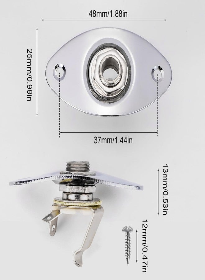 Swhmc Chrome 1/4inches (6.35mm) Guitar Bass Oval Jack Plate Socket Pickup Output Input Indented - Image 2