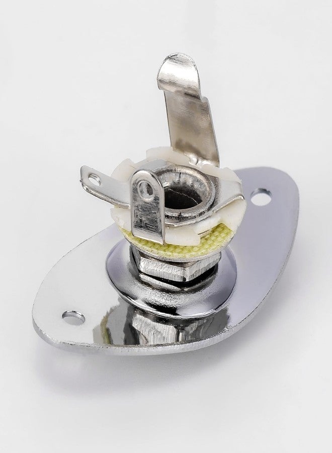 Swhmc Chrome 1/4inches (6.35mm) Guitar Bass Oval Jack Plate Socket Pickup Output Input Indented - Image 4