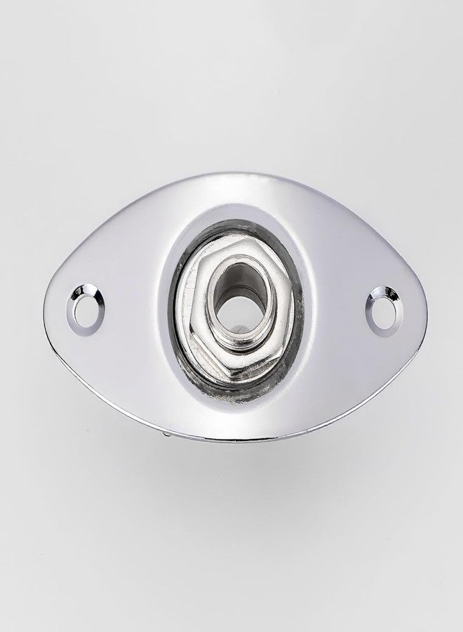 Swhmc Chrome 1/4inches (6.35mm) Guitar Bass Oval Jack Plate Socket Pickup Output Input Indented - Image 3