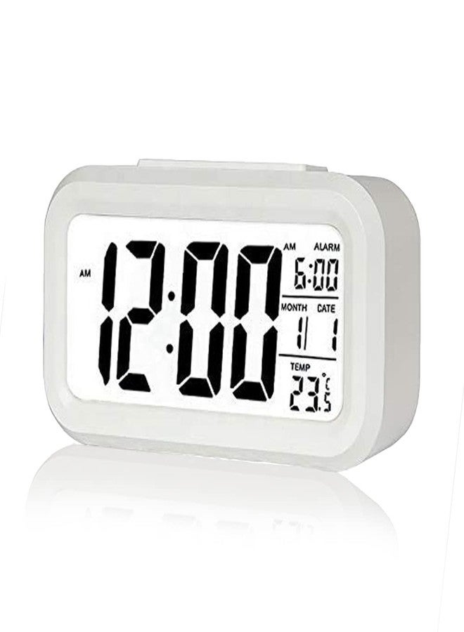 GEEO Digital Smart Alarm Clock with Automatic Sensor,Date and Temperature, Alarm Clocks, Alarm Clock for Students, Alarm Clock for Home, Alarm Clock for Bedroom(White) - Image 1