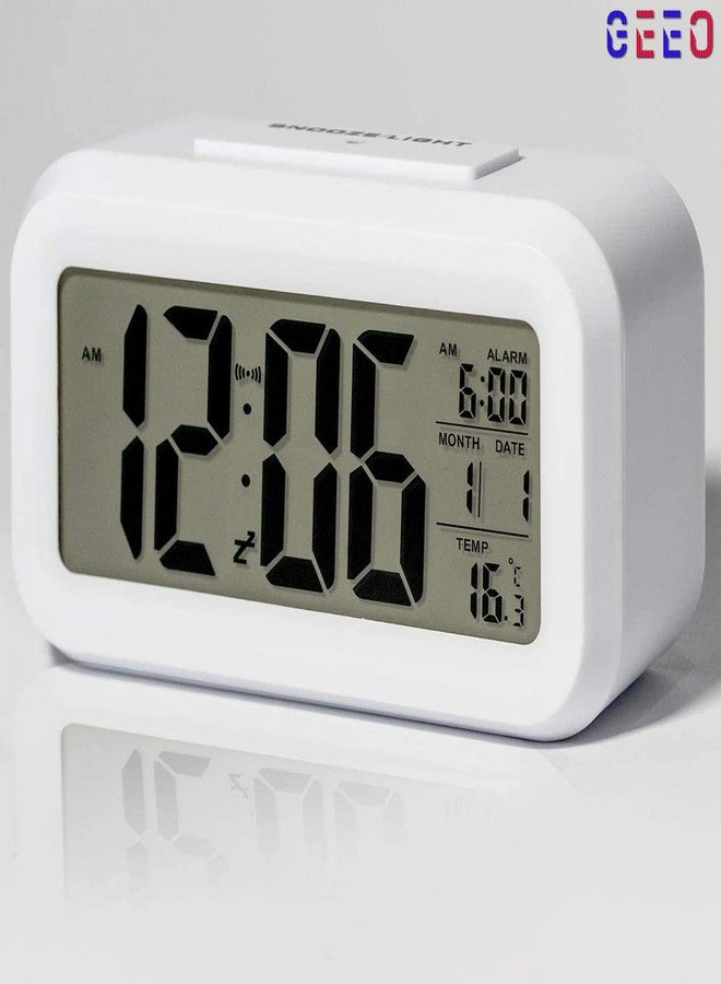 GEEO Digital Smart Alarm Clock with Automatic Sensor,Date and Temperature, Alarm Clocks, Alarm Clock for Students, Alarm Clock for Home, Alarm Clock for Bedroom(White) - Image 5