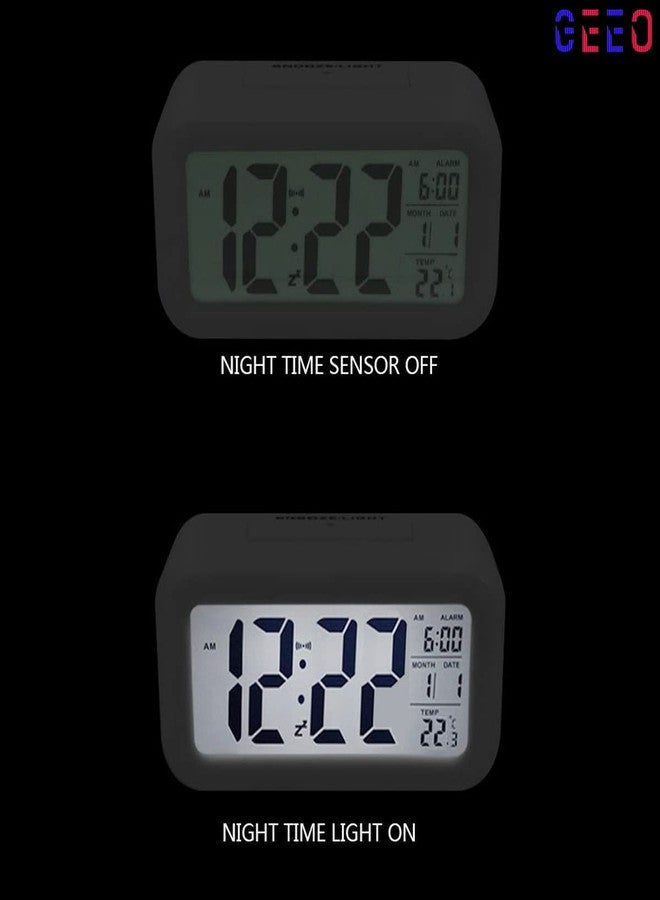 GEEO Digital Smart Alarm Clock with Automatic Sensor,Date and Temperature, Alarm Clocks, Alarm Clock for Students, Alarm Clock for Home, Alarm Clock for Bedroom(White) - Image 4