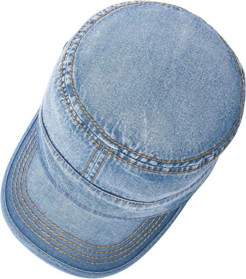 VOBOOM Washed Cotton Military Cadet Army Caps Unique Design Vintage Flat Top Hat - Image 5