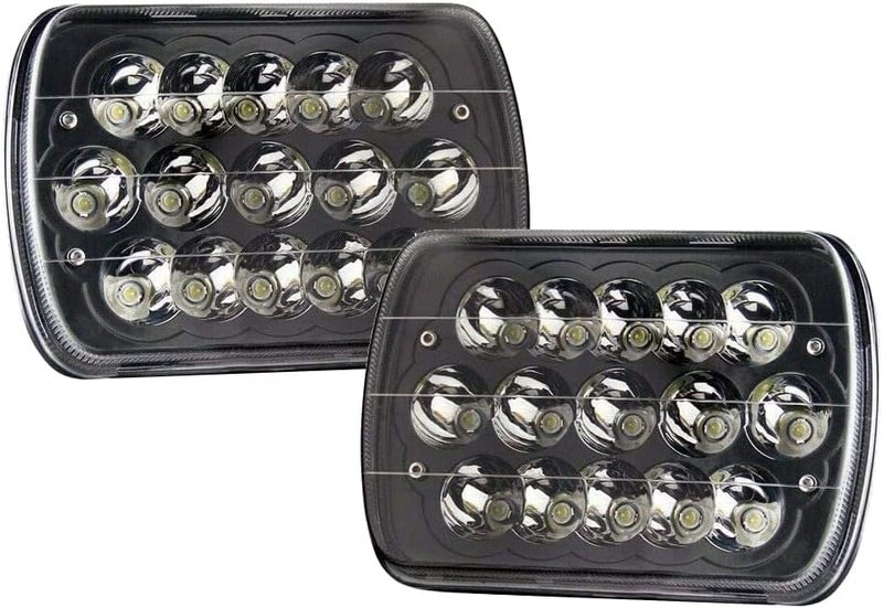AMUNIESUN Black Pair 45W 7x6 5x7 LED Headlights for Chevy, Jeep, Toyota, Dodge, Ford - Image 1