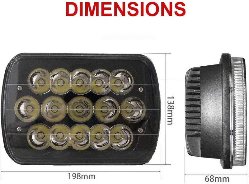 AMUNIESUN Black Pair 45W 7x6 5x7 LED Headlights for Chevy, Jeep, Toyota, Dodge, Ford - Image 2