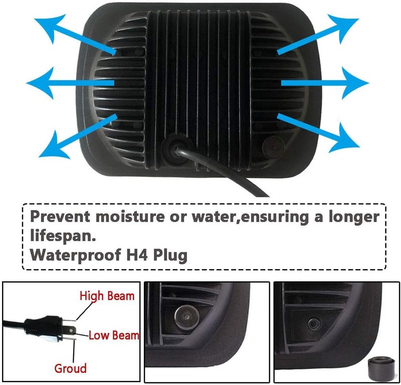 AMUNIESUN Black Pair 45W 7x6 5x7 LED Headlights for Chevy, Jeep, Toyota, Dodge, Ford - Image 4