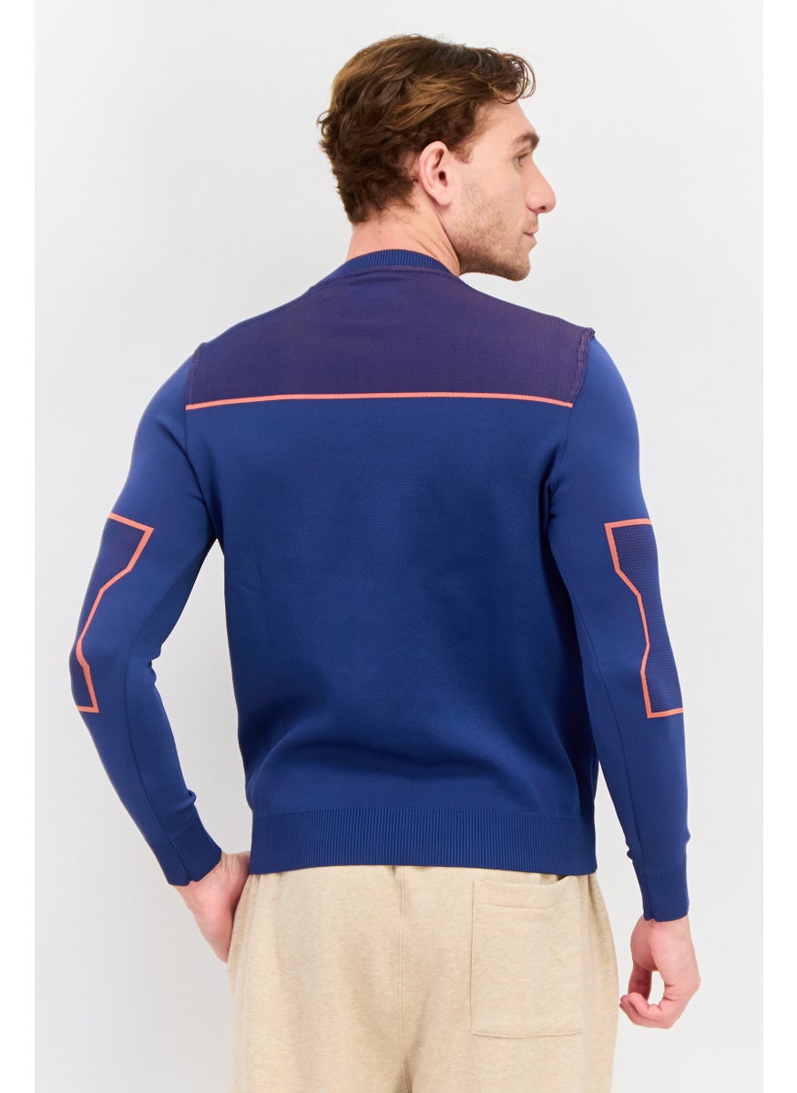 Free Soul Men Crew Neck Long Sleeves Brand Logo Sweatshirt, Slate Blue  - Image 3