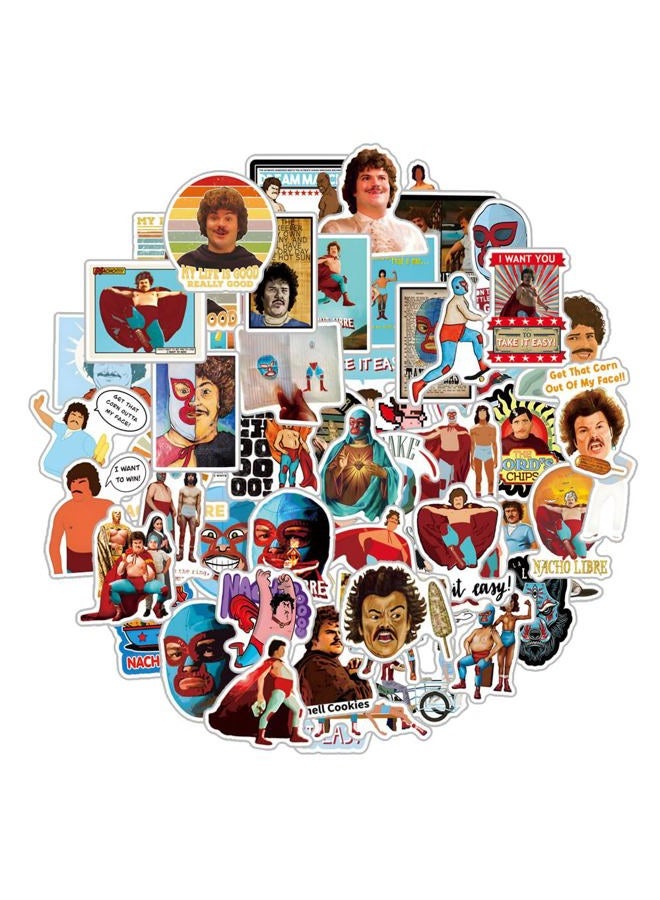 BLCAFEE 61 Pcs Nacho Libre Stickers Comedy Movie Graffiti Waterproof Vinyl for Kids Adults Teens for Birthday Party Supplies Decoration Favors for Water Bottles Laptop Suitcase Scrapbooking Gifts - Image 1