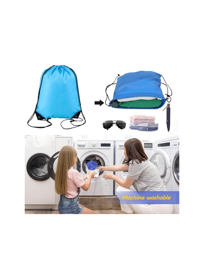 PROMASS 2Pcs Black、Blue Drawstring Bags For Sports, Gym, Travel | Pe Drawstring Gym Bag, Swim & Beach Backpacks | Convenient And Stylish Draw String Bags - Image 5