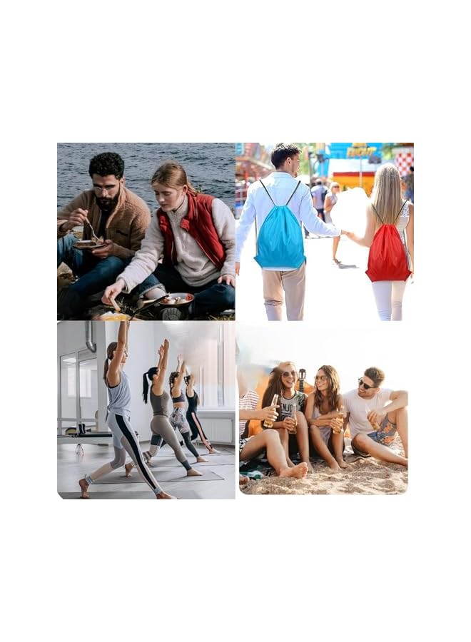 PROMASS 2Pcs Black、Blue Drawstring Bags For Sports, Gym, Travel | Pe Drawstring Gym Bag, Swim & Beach Backpacks | Convenient And Stylish Draw String Bags - Image 3