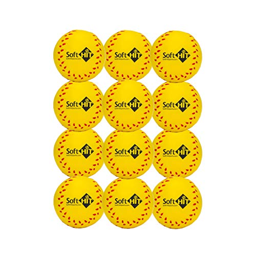 Soft Hit Soft BaseballSoftball Training Foam Ball 12 Pack Yellow - Image 1
