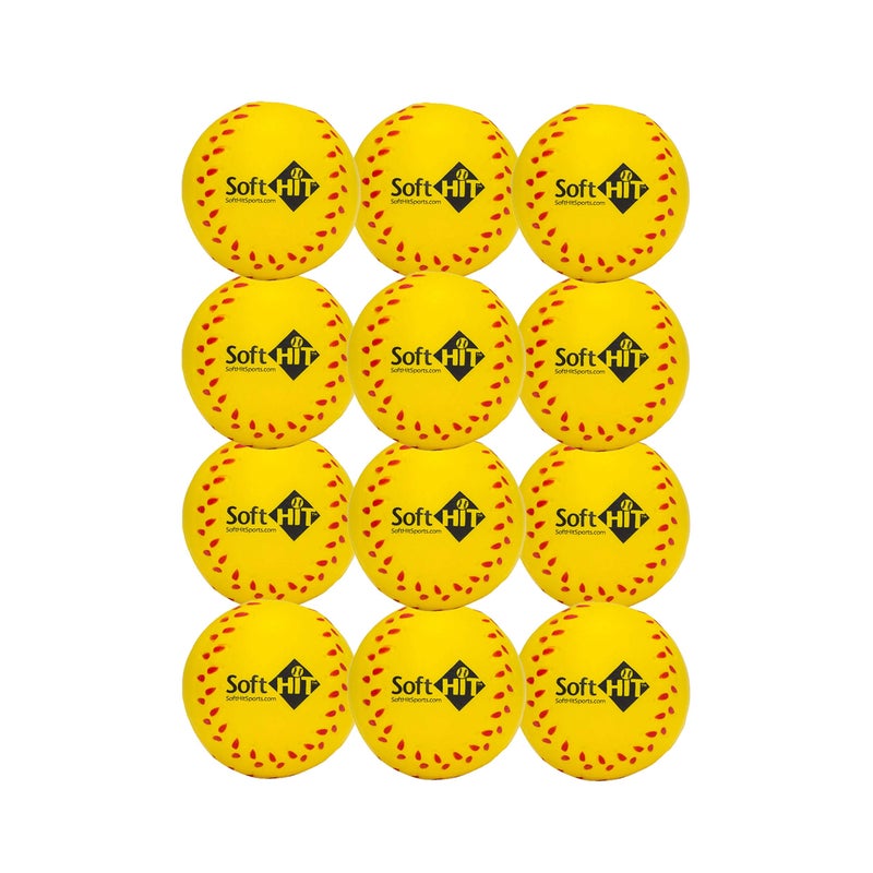 Soft Hit Soft BaseballSoftball Training Foam Ball 12 Pack Yellow - Image 4