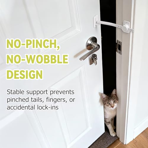 CLYMENE Door Stopper and Latch for Cats, Extra Large Adjustable Cat Door Holder Latch - Keeps Dogs Out of Litter Box & Feeding Area – Tool-Free Installation, White - Image 4