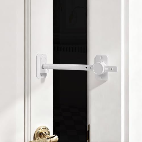 CLYMENE Door Stopper and Latch for Cats, Extra Large Adjustable Cat Door Holder Latch - Keeps Dogs Out of Litter Box & Feeding Area – Tool-Free Installation, White - Image 1