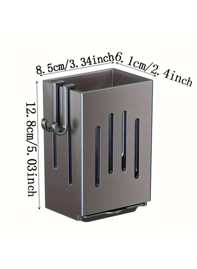 Gray Plastic Kitchen Utensil Holder With Drain Pan 2pcs Organizer Wall Mountable Freestanding - Image 4