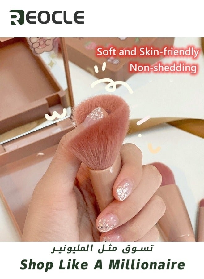 ريوكل مجموعة فرش مكياج للسفر مكونة من 5 قطع، مجموعة فرش مكياج صغيرة سهلة الحمل، مجموعة فرش مكياج كاملة الوظائف مع مرآة - Image 3