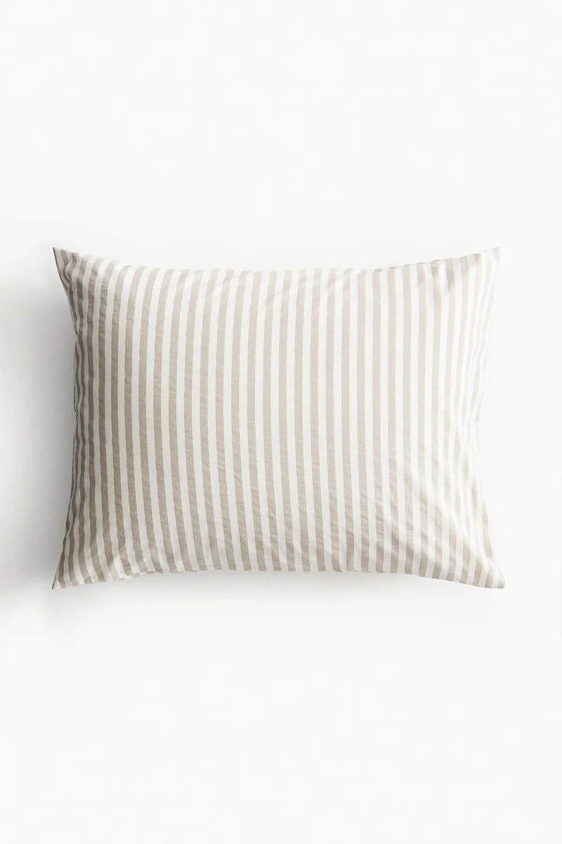 H&M Striped cotton pillowcase