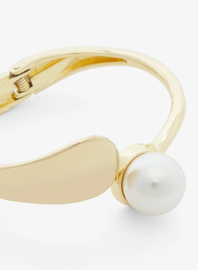 Ginger Pearl & Gold Metallic Cuff