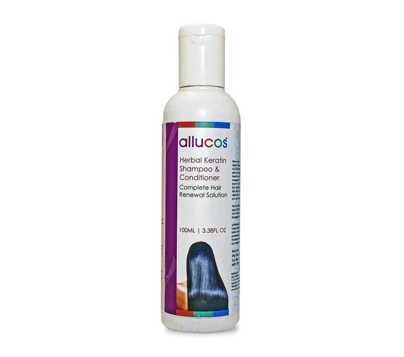 ALLUCOS Herbal Keratin Shampoo & Conditioner – Anti-Dandruff, Anti-Hair Fall & Thickening | Controls Dry & Frizzy Hair | Sulfate & Paraben Free | For All Hair Types | 100 ml (Pack of 1) - Image 1