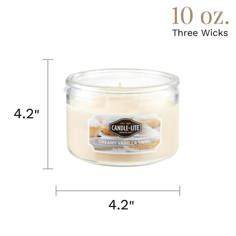 CANDLE-LITE شموع كاندل لايت المعطرة، عطر فانيليا كريمية، شمعة عطرية بثلاث فتائل بوزن 10 أونصات مع 20-40 ساعة من وقت الاحتراق، لون أبيض مائل إلى البيج - Image 5