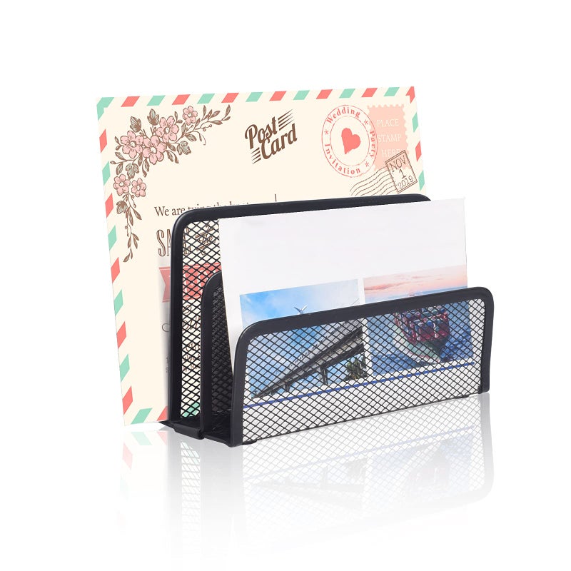 wishacc Desk Mail Organizer Small File Holders Letter Metal Mesh Document/Filing/Folders/Paper Organizer for Desktop - Image 5