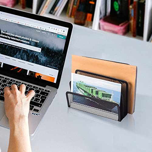 wishacc Desk Mail Organizer Small File Holders Letter Metal Mesh Document/Filing/Folders/Paper Organizer for Desktop - Image 4