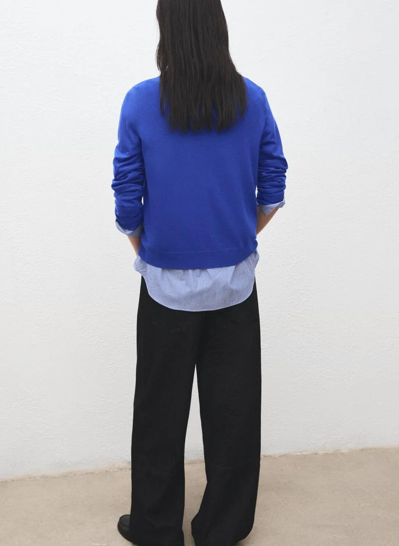 MANGO Fine-knit crew-neck sweater