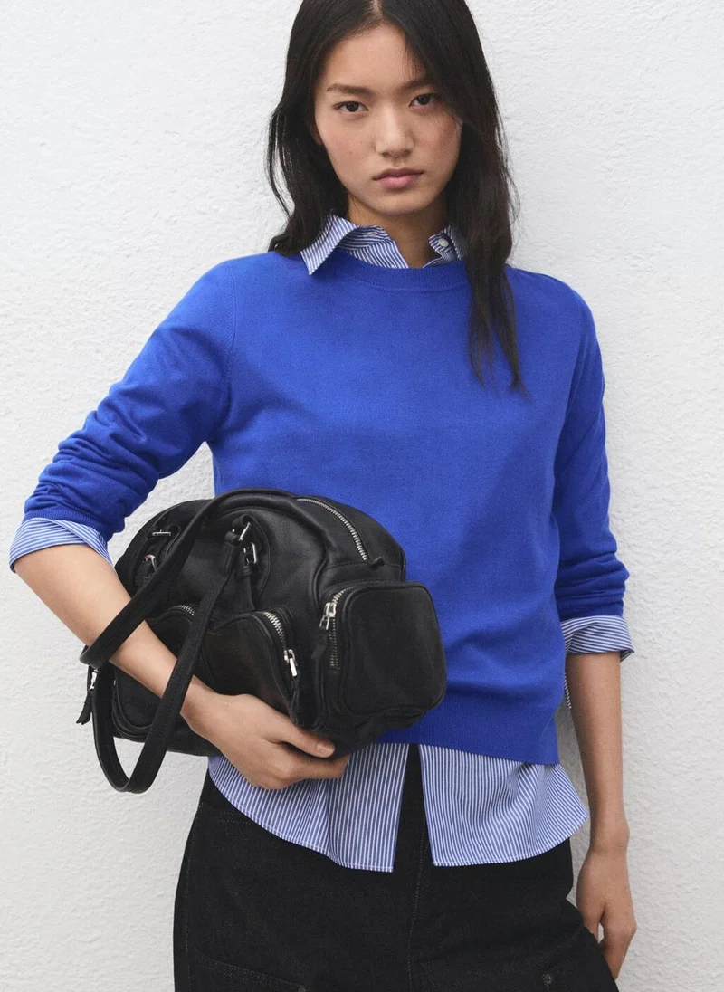 MANGO Fine-knit crew-neck sweater