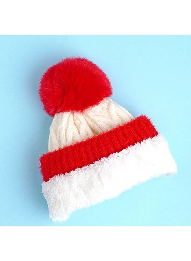 LITTLE SURPRISE BOX 2Pcs Red Santa Christmas Themed Winter Cap Beanie With Matching Long Style Neck Muffler For Kids