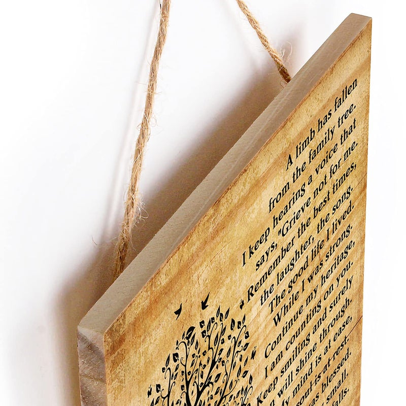 kullder Bereavement Sympathy Wood Plaque for Loss of Loved One  Christmas Loss of Loved One Memorial  Bereavement Plaque  Condolences Plaque  Grief Funeral  A Limb Has Fallen from Our Family Tree - 8''x8'' - Image 3