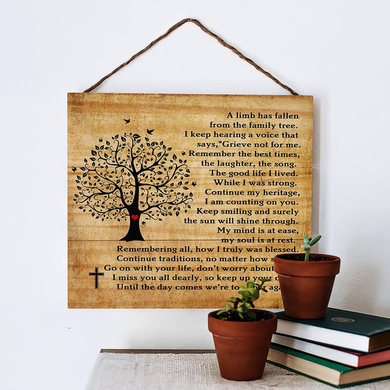 kullder Bereavement Sympathy Wood Plaque for Loss of Loved One  Christmas Loss of Loved One Memorial  Bereavement Plaque  Condolences Plaque  Grief Funeral  A Limb Has Fallen from Our Family Tree - 8''x8'' - Image 2